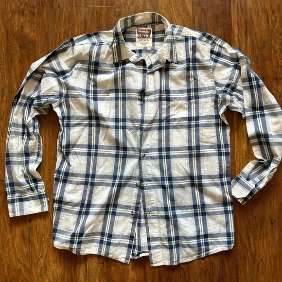 Wrangler Jeans CO. Button Up Shirt Men's Medium Long Sleeve Multi Plaid Cotton - Picture 1 of 7